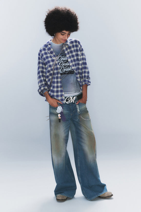POSER REGULAR WAIST LOOSE WIDE JEANS FANGO