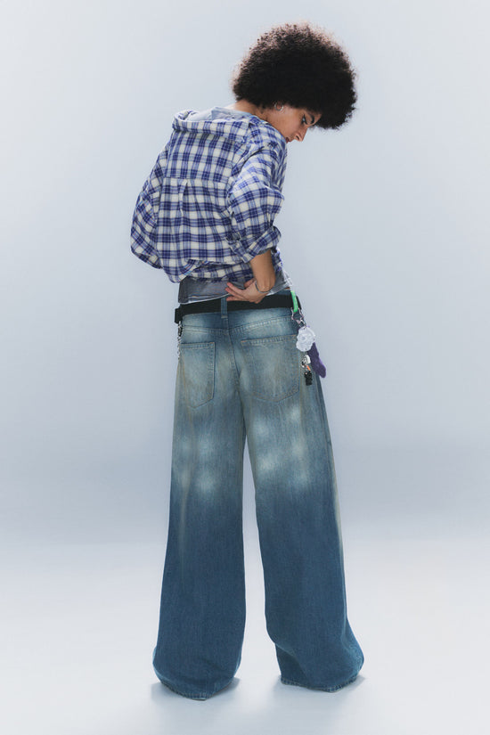 POSER REGULAR WAIST LOOSE WIDE JEANS FANGO