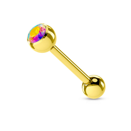 Piercing lingua con brillantino Gold Plated over 316 Surgical Steel
