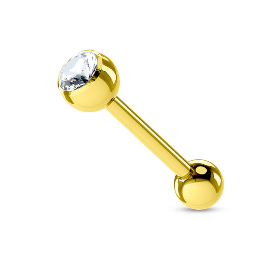 Piercing lingua con brillantino Gold Plated over 316 Surgical Steel