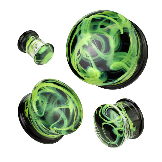 Yellow Swirling Smoke Pyrex Glass Double Flare Plug