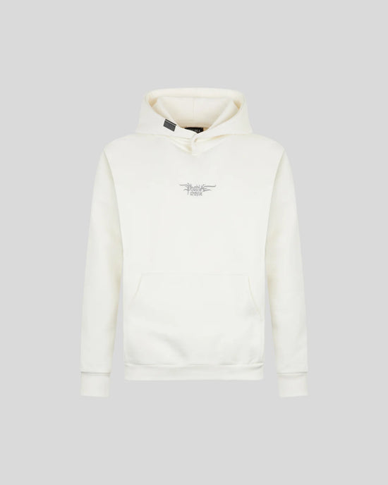 WHITE HOODIE WITH EMBROIDERED LOGO