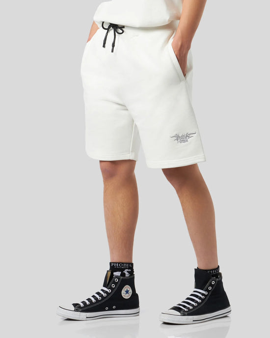 WHITE SHORTS WITH GOTIC LOGO