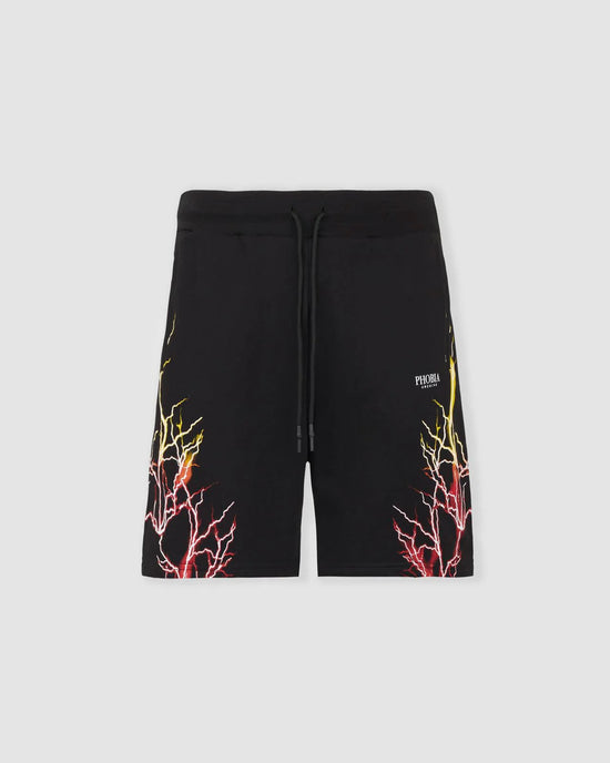 PHOBIA ARCHIVE RED AND YELLOW LIGHTNING SHORTS