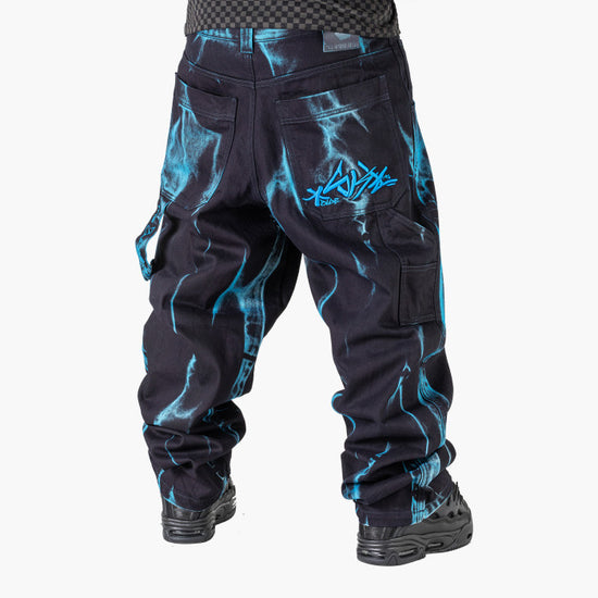 Pantaloni baggy black dirty turchese THE BLUESKIN