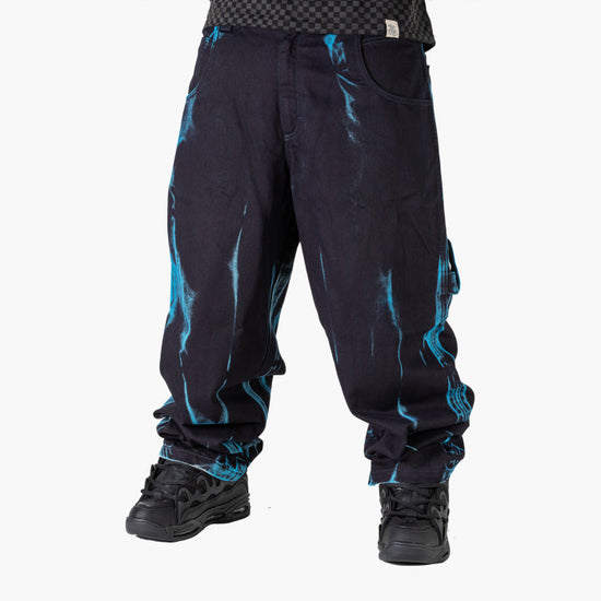 Pantaloni baggy black dirty turchese THE BLUESKIN