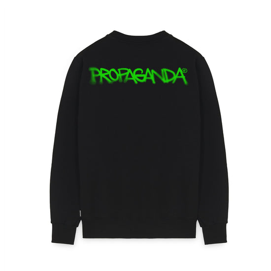 PROPAGANDA Logo Spray Crewneck Black