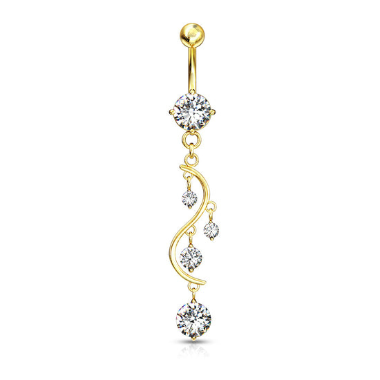 PIERCING OMBELICO CON PENDENTE VINE DANGLE color oro