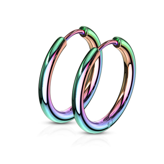 Coppia di orecchini in acciaio Rainbow Anodized