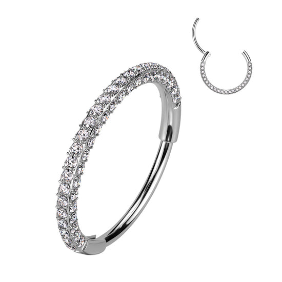 Cerchietto naso/elix in titanio With 3 Pave CZ Sides