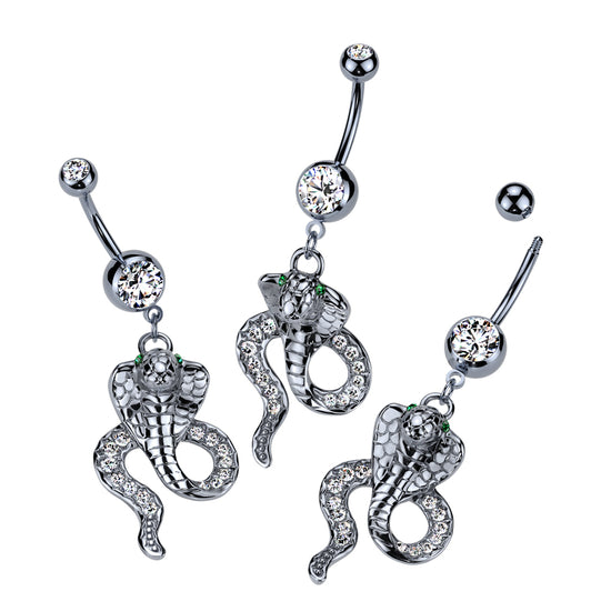 PIERCING OMBELICO CON PENDENTE COBRA