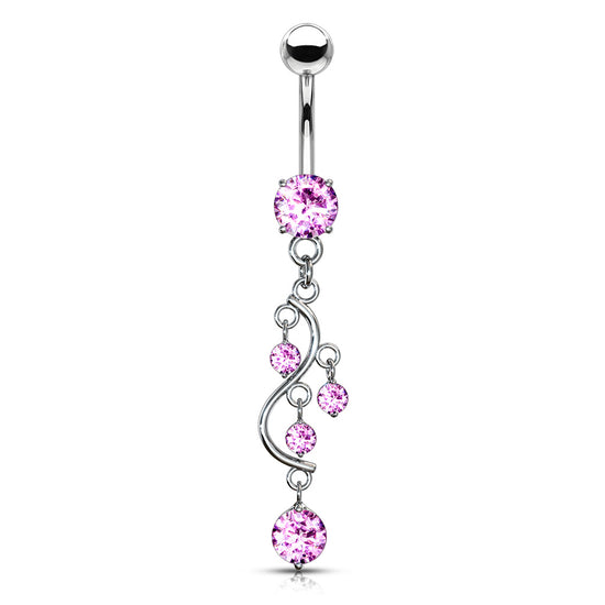 PIERCING OMBELICO CON PENDENTE VINE DANGLE ROSA