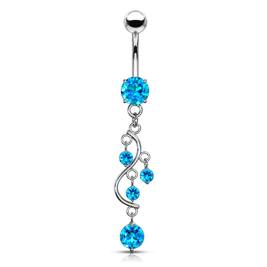 PIERCING OMBELICO CON PENDENTE VINE DANGLE AZZURRO