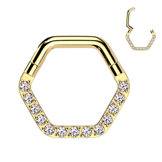Septum Esagonale con brillantini con chiusura a click