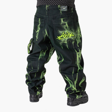 Pantaloni baggy black dirty FLUO THE BLUESKIN