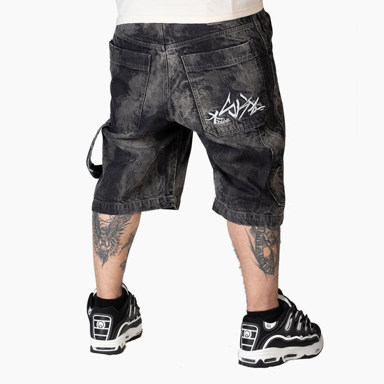 NEW!!! Jeans Bermuda Baggy Uomo The Blueskin Nero Marble Wash