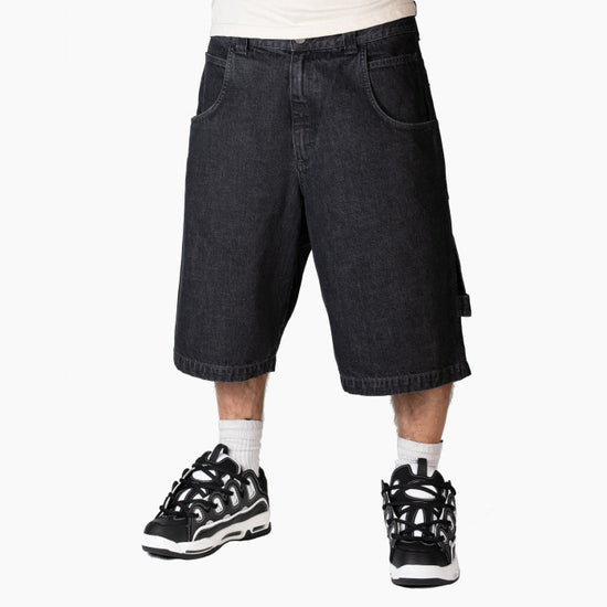 Bermuda Jeans Blueskin Baggy Nero Ricamo Rasta