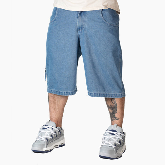 Bermuda Baggy Uomo Blueskin Wareko Azzurro Stone Bleached Hip Hop Skate